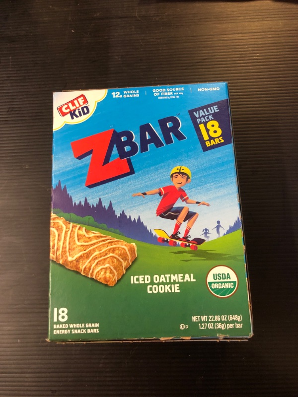 Photo 1 of CLIF Kid Zbar - Iced Oatmeal Cookie - Soft Baked Whole Grain Snack Bars - USDA Organic - Non-GMO - Plant-Based - 1.27 oz. (18 Pack)