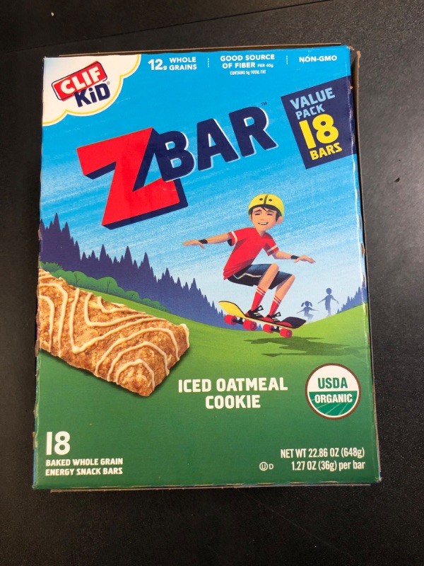 Photo 2 of CLIF Kid Zbar - Iced Oatmeal Cookie - Soft Baked Whole Grain Snack Bars - USDA Organic - Non-GMO - Plant-Based - 1.27 oz. (18 Pack) (BB 02JUN24)