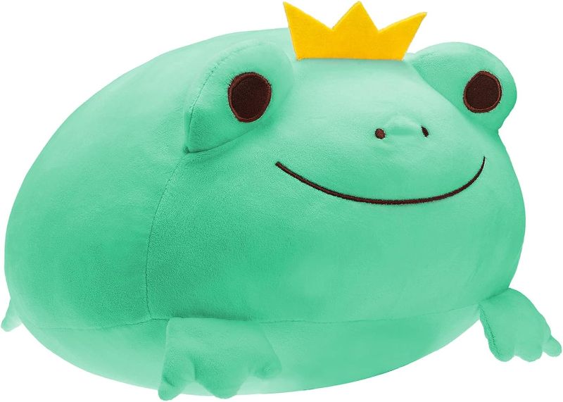Photo 1 of Ditucu Cute Frog Plush Pillow 14 inch Plushie Super Soft Kawaii Squishy Stuffed Animal Stretchy Adorable Crown Frogs Decoration Cuddly Gifts for Kids Green