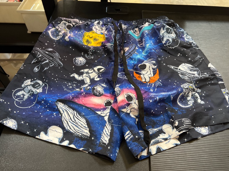 Photo 1 of  Glowing Lights Luminescent Marine Plankton on Dark Background Pattern Swim Trunks Swimsuit Beach Surfing Shorts for SIZE 18T 