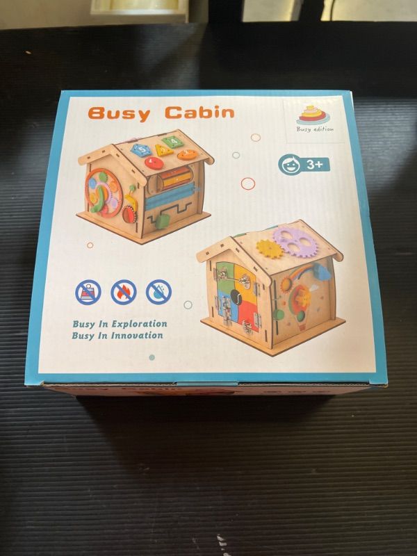 Photo 2 of 13 in 1 Kids Wooden Busy House Toy with Multiple Functions,Removable Roof Panel,Toddler Toys of Basic Life Skills and Fine Motor Training,Toddler Learning Toys for Boys & Girls Age 3 +