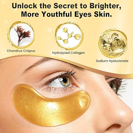 Photo 1 of - 24K Gold Eye Masks Treatment for Eye Bags, Puffy Eyes & Dark Circles - Nourishing Skin Care Product - Birthday Gifts for Women - Vegan & USA Tested