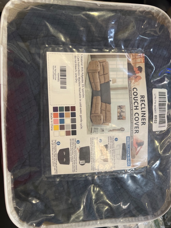 Photo 1 of 100% Waterproof Reclining Sectional Couch Covers Jacquard Stretch 1-Piece Sectional Recliner Sofa Cover for Corner L Shaped Sofa Recliner Slipcover Protector Washable (Corner Seat, Navy Blue) Corner Seat Navy Blue