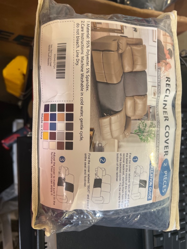 Photo 1 of 100% Waterproof Reclining Sectional Couch Covers Jacquard Stretch 2-Piece Sectional Recliner Sofa Cover for Corner L Shaped Sofa Set Recliner Slipcover Washable (1 Additional Seat, Navy Blue) 1 Seat Navy Blue