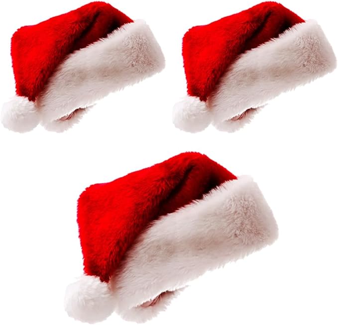 Photo 1 of Christmas Hat, Santa Hat Holiday for Adults Unisex Velvet Comfort Extra Thicken Fur Xmas Hat for New Year Festive Party
