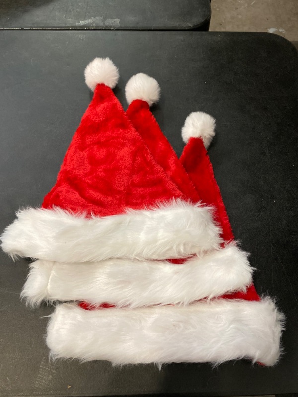 Photo 2 of Christmas Hat, Santa Hat Holiday for Adults Unisex Velvet Comfort Extra Thicken Fur Xmas Hat for New Year Festive Party
