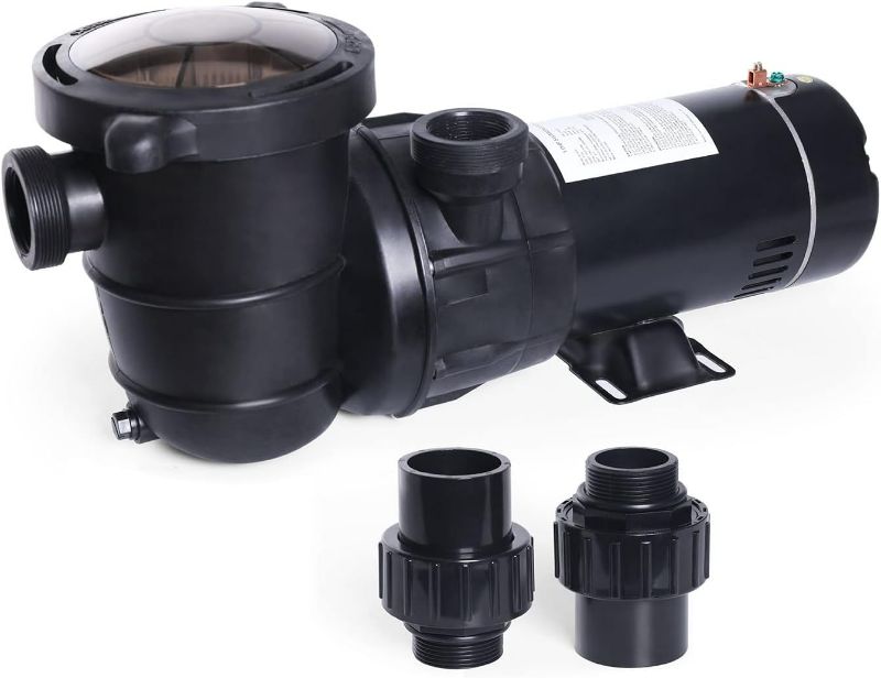 Photo 1 of POOLPURE 1.5HP 5400GPH Powerful Self Primming Dual Voltage in/Above Ground Swimming Pool Pump with Strainer Basket, Low Noise