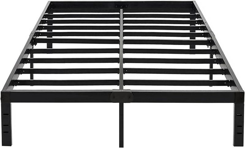 Photo 1 of King Bed Frame 14 Inch High Max 1000 Pound Steel Slat Support Heavy Duty Sturdy Metal King Size Platform No Box Spring Needed Easy Assembly Noise Free Black