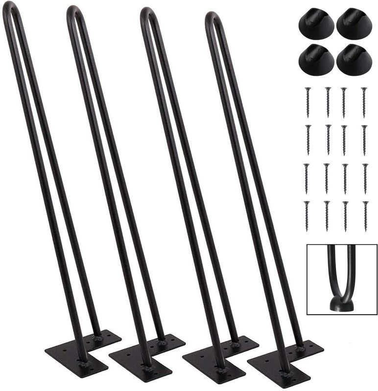 Photo 1 of 22 Inch Hairpin Legs, Heavy Duty Black Metal Furniture Table Legs, Set of 4