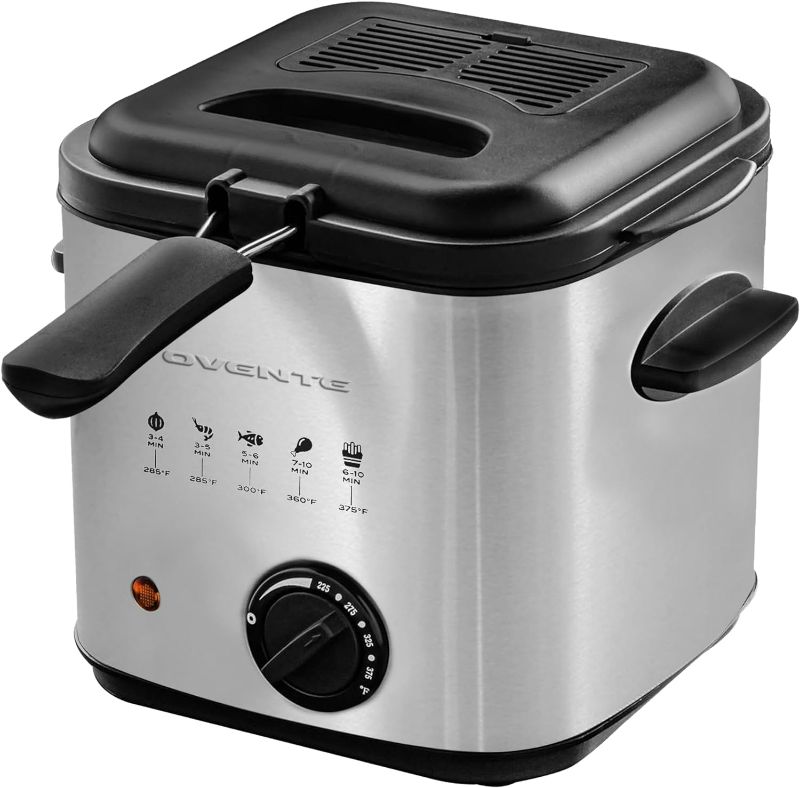 Photo 1 of Electric Deep Fryer 1.5 Liter Capacity, Lid with Viewing Window, Removable Frying Basket, Adjustable Temperature, Cool Touch Handles and Easy to Clean Stainless Steel Body, Silver FDM1501BR