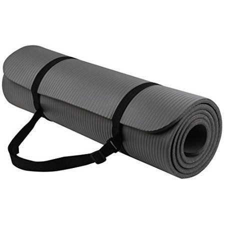 Photo 1 of Everyday Essentials 1/2-Inch Extra Thick High Density Anti-Tear Exercise Yoga Mat with Carrying Strap Gray