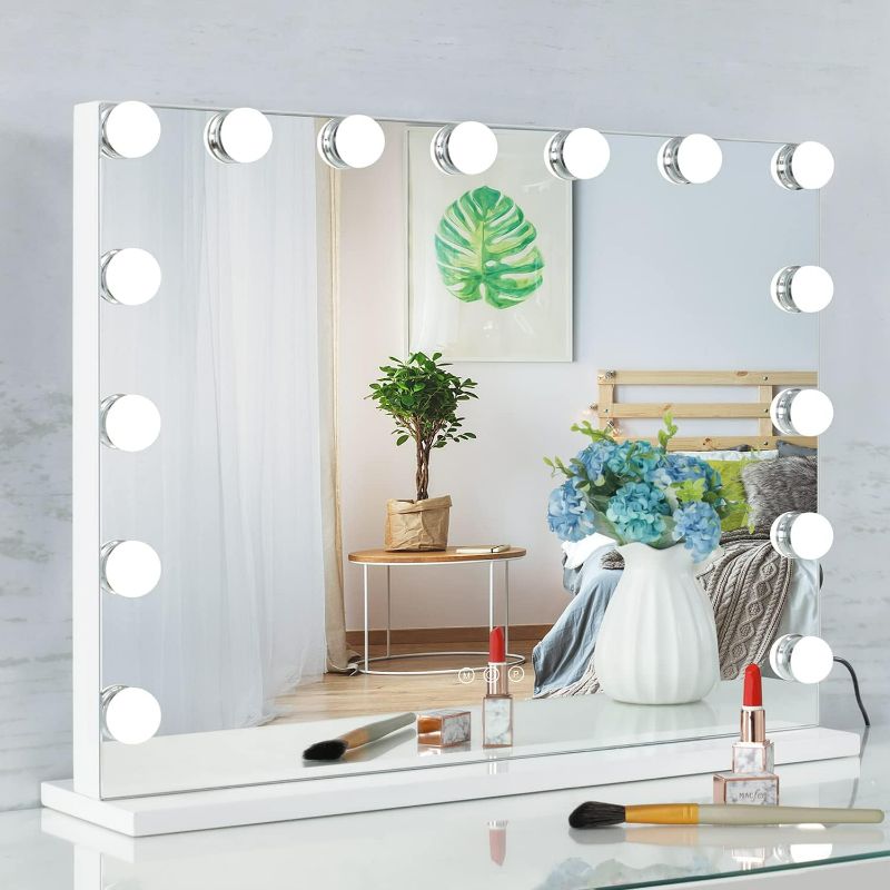 Photo 1 of SHOWTIMEZ Vanity Mirror Makeup Mirror with Lights, Hollywood Vanity Makeup Mirror with LED Lights for Dressing Room & Bedroom, W22.8xH17.5in.