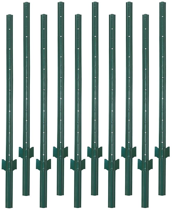 Photo 1 of 5 Feet Sturdy Duty Metal Fence Post – Garden U Post for Fencing - 14 Pack