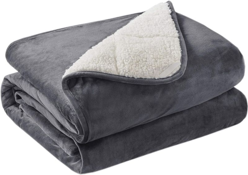 Photo 1 of Degrees of Comfort 10 Pounds Soft Sherpa Weighted Throw Blankets for Couch, Small Blanket for Women, Teen & Adult, 50x60 Inch, Charcoal, 10lb