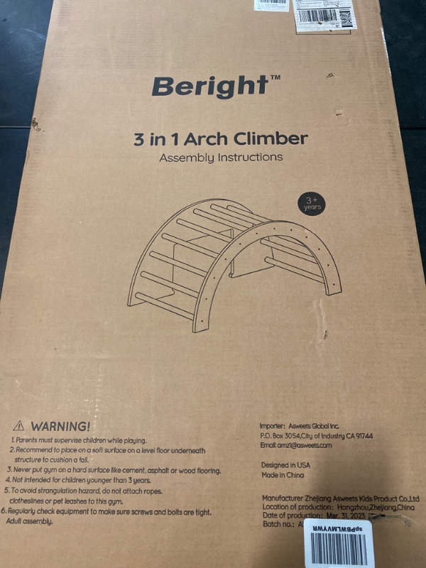 Photo 2 of Beright 3 in1 Climbing Arch Sensory Table for Kids, Montessori Climbing Gym, Rocker Board Wooden Toy with Collapsible Storage Bin, Learning Playset