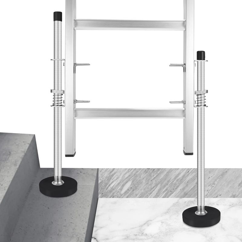 Photo 1 of 20'' Ladder Leveler Pair with Engraved Anti-Slip Pattern Steel Pole, Adjustable Extension Ladder Leg Ground Leveler, Universal Stair Ladder Stabilizer, Ladder Aide Leveling Feet, Ladder Accessories