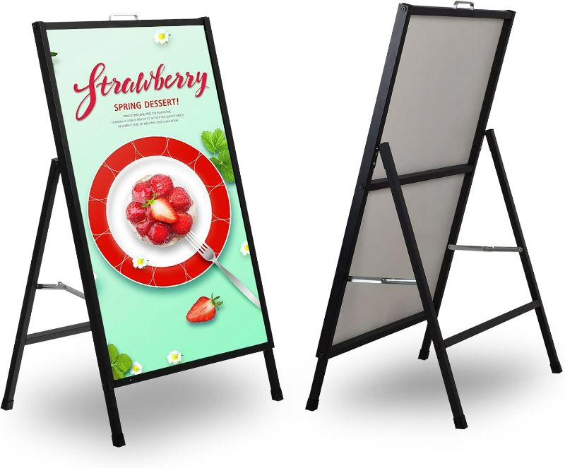 Photo 1 of A Frame Sign Heavy-Duty 24x36 Inch Sandwich Board Sidewalk Sign Poster Stand Outdoor Portable Folding A-Frame Suitable for Store Advertising Poster Display, (Black Frame Only?