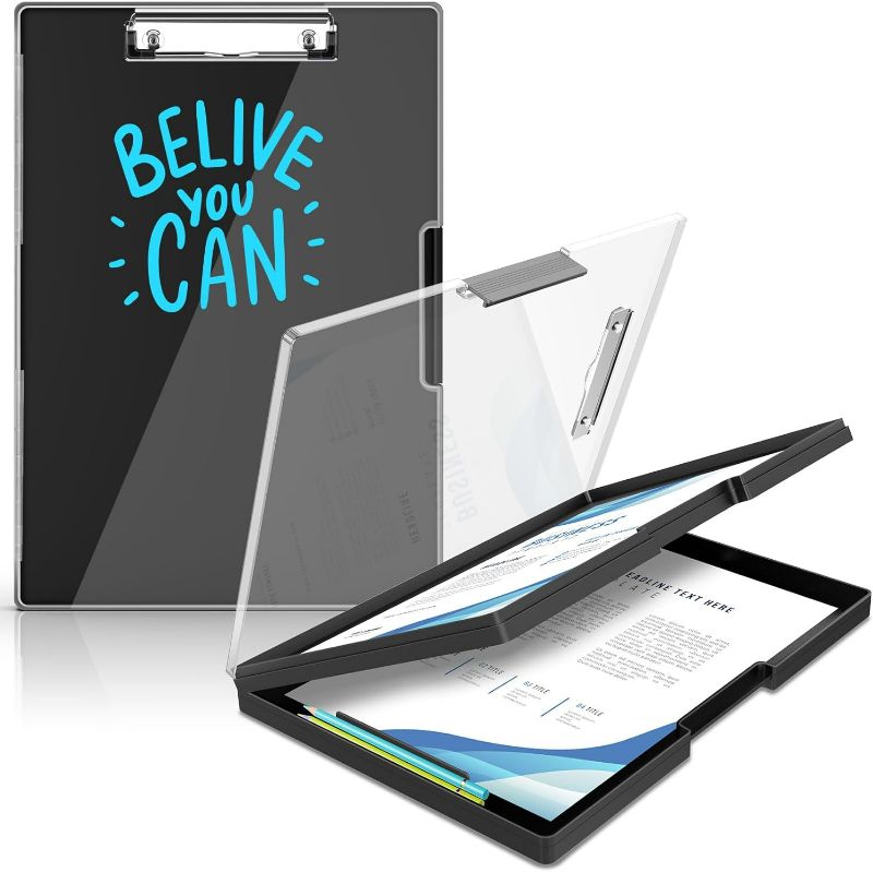 Photo 1 of Clipboard with Storage, Cleaview Clip Boards 8.5x11 with 2 Storage, Dry Erase Plastic Nursing Clipboard Box, High Capacity Clipboard for Teacher Coaches, School & Office Supplies, Black