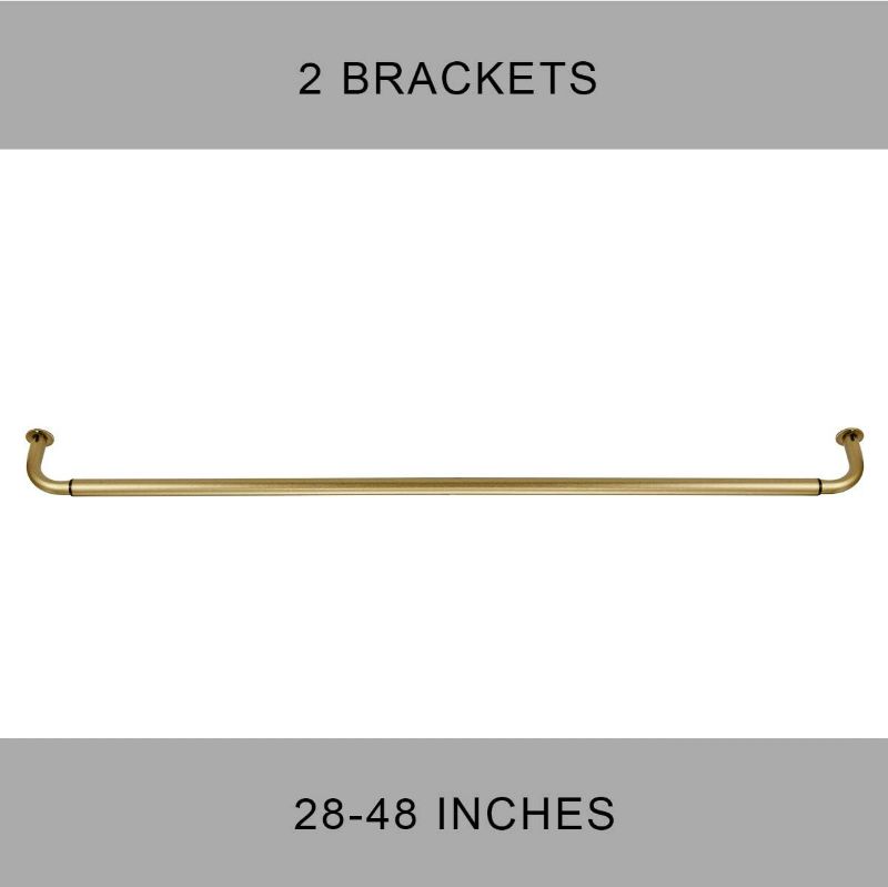 Photo 1 of (Antique Gold, 28-48") Room Darkening Curtain Rod, Wrap Around Design, Extra-Thick 1-Inch Diameter Single Drapery Rod, Extendable Metal Rod Set for the Blackout Curtains and Sheer 