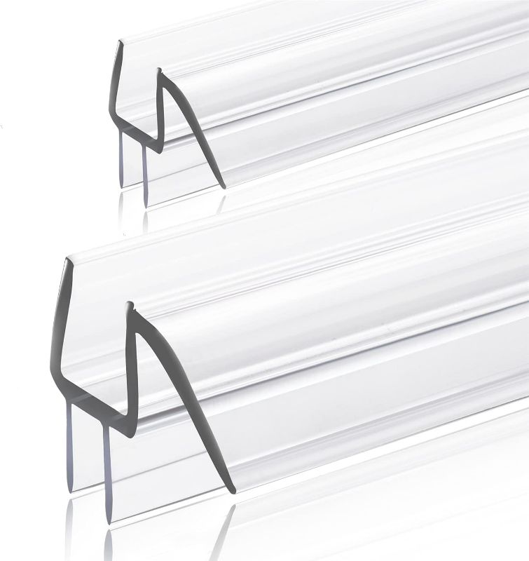 Photo 1 of 2-Pack Ultra Clear Shower Door Bottom Seal (3/8'' X 39'', Polycarbonate) Frameless Glass Shower Door Seal Strip Shower Door Sweep - Stop Shower Leaks and Create a Water Barrier