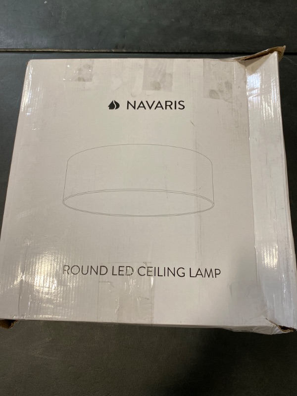 Photo 3 of Navaris Flush Mount Ceiling Light - 15.75" Diameter Drum Lamp Shade 22w LED Fixture for Bedroom, Living Room, Kitchen, Hallway Lighting - Light Gray