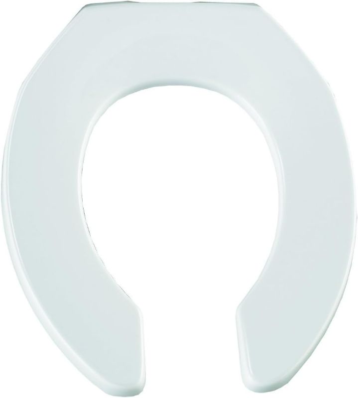 Photo 1 of Commercial Heavy Duty Open Front Toilet Seat will Never Loosen & Reduce Call-backs, ROUND, Plastic, White