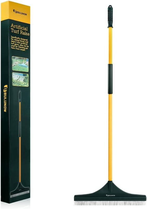 Photo 1 of Artificial Turf Rake, 55" Long Whole-Piece Pole No Broke Design - Garden Hand Broom Rake for Easy Quick Remove Leaves, Debris, Shrubs, Pet Hairs.. from Turf, Lawn, Synthetic Grass, Carpet