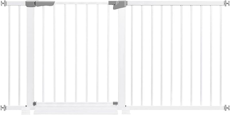 Photo 1 of Dog Gate for The House Indoor, White Baby Gate for Hallways Doorways, Extra Tall Child Safety Gate Extends Up to Extra Wide, Retractable Baby Gates for Stairs, Easy Fit Pet Gate, Pressure Mount.