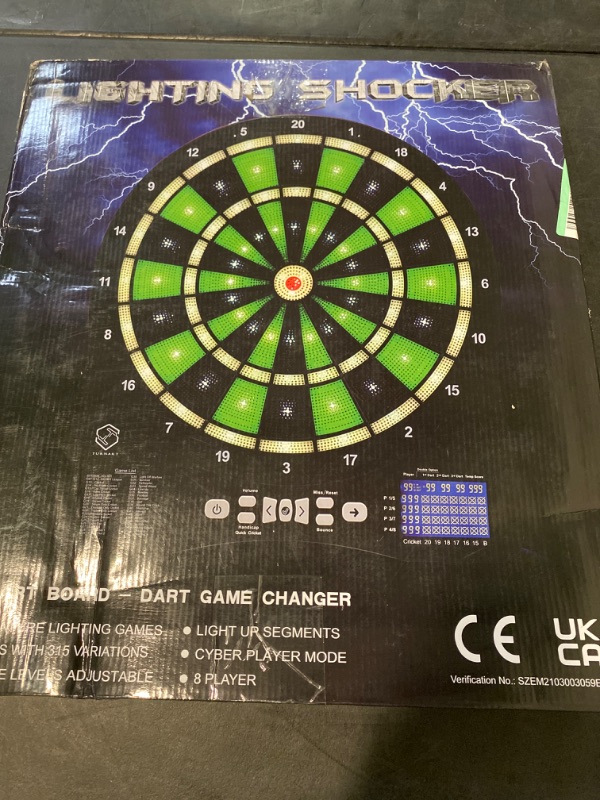 Photo 3 of Turnart Electronic Dart Board,13 inch Illuminated Segments Light Based Games Electric Dartboard for Adults Tested Tough Segment for Enhanced Durability Professional with Scoring