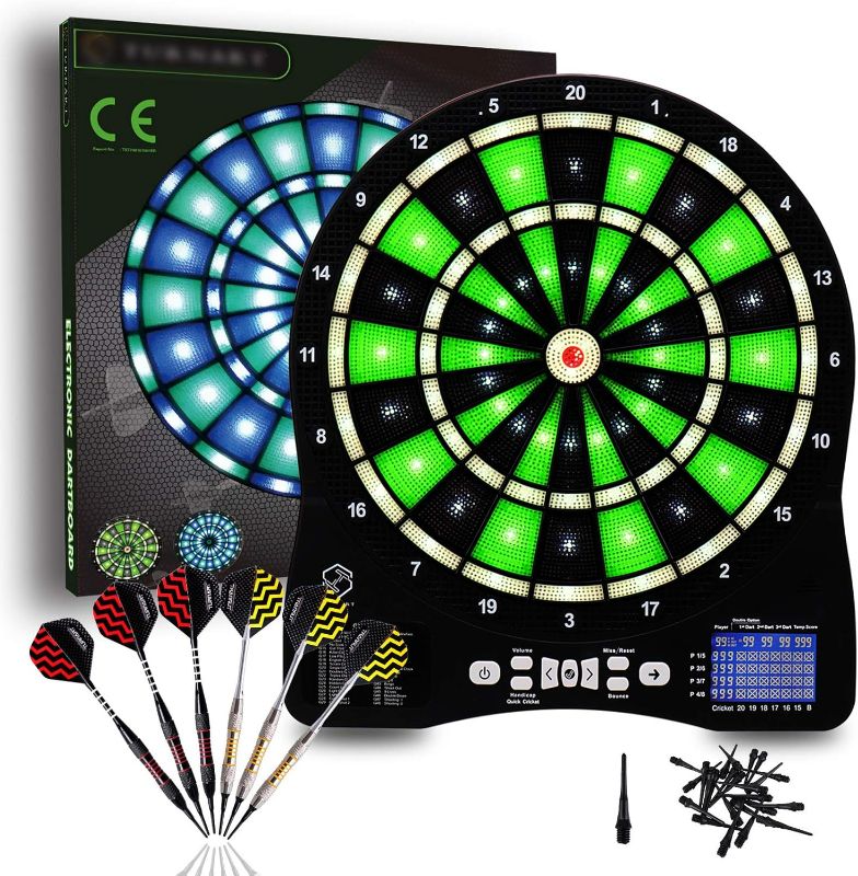 Photo 1 of Turnart Electronic Dart Board,13 inch Illuminated Segments Light Based Games Electric Dartboard for Adults Tested Tough Segment for Enhanced Durability Professional with Scoring