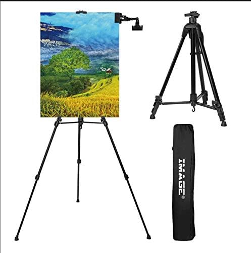 Photo 1 of Easel Stand IMAGE Aluminum Metal Tripod Field Easel Adjustable Height 21 to 66 Inches Lightweight and Durable Artist Easel with Portable Bag for Floor/Table-Top Drawing and Displaying