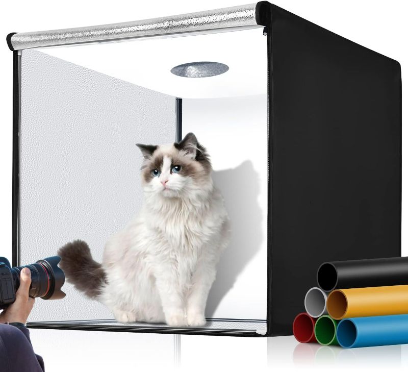 Photo 1 of 32"x32" Photo Studio Light Box Photography, Large Lightbox for Product with 3 Stepless Dimming Lights Panel, 210 LED Beads, Professional Photo Booth Shooting Tent Kit with 6 Color Backdrops