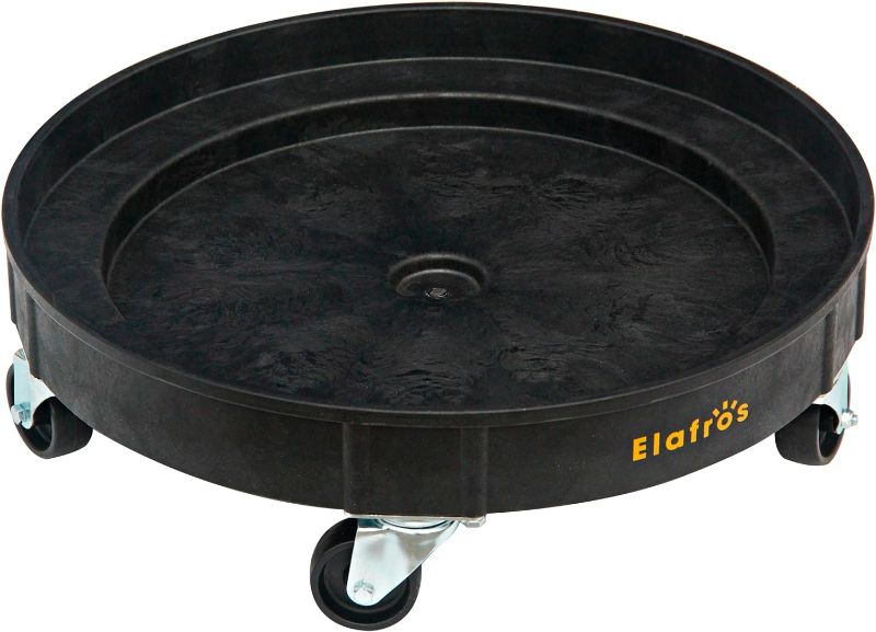 Photo 1 of 30 Gallon and 55 Gallon Heavy Duty Plastic Drum Dolly – Durable Plastic Drum Cart 900 lb. Capacity- Barrel Dolly with 5 Swivel Casters Wheel, Black