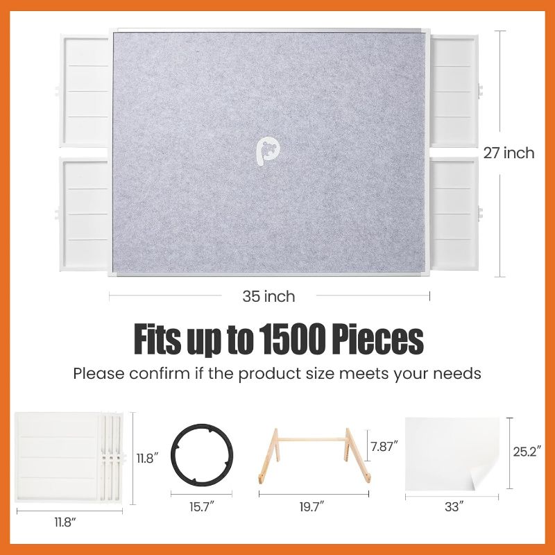 Photo 1 of 1500 Pieces Rotating Plastic Puzzle Board with Drawers and Cover, Dual-Sided 35"x27" Tilting Puzzle Board, Portable Lazy Susan Spinning Puzzle Board, Jigsaw Puzzle for Mom Adults