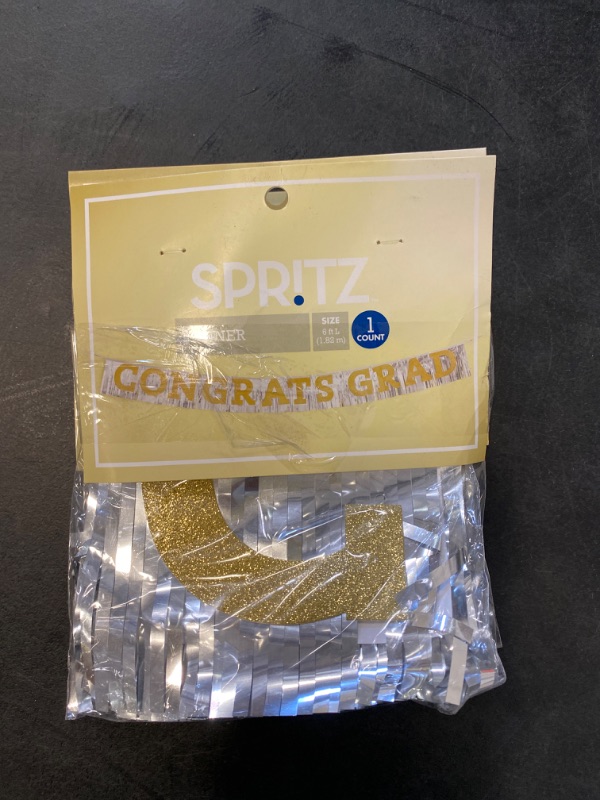 Photo 1 of 3X - Graduation Fringe Banner 'Congrats Grad' Black - Spritz™