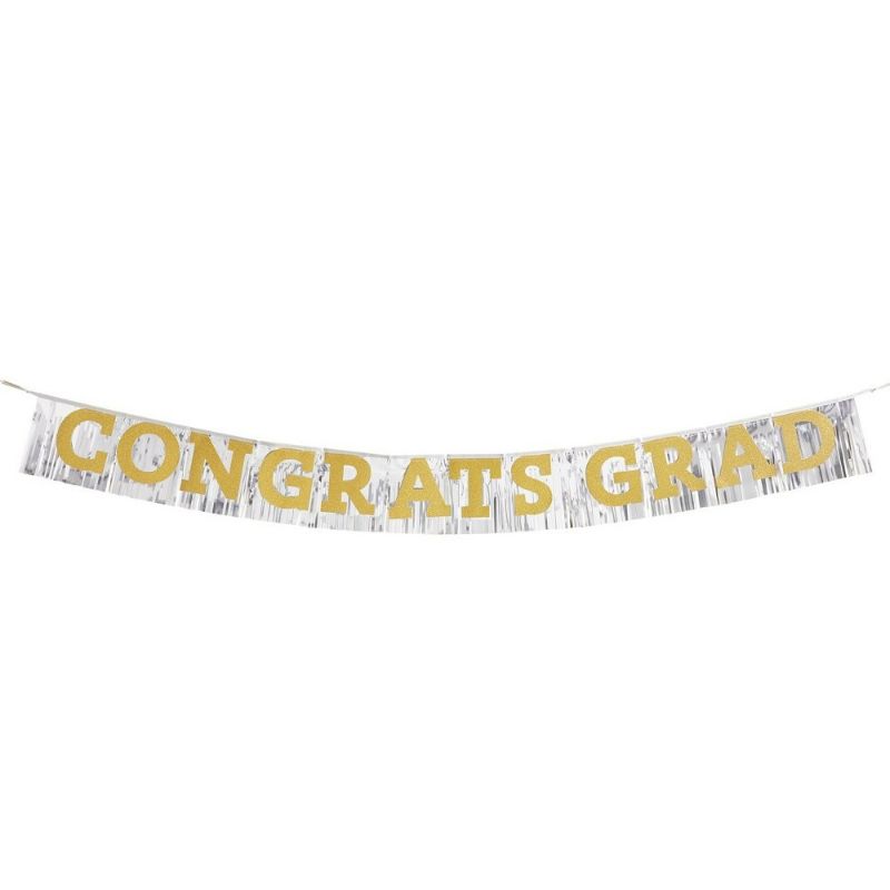 Photo 1 of 3X - Graduation Fringe Banner 'Congrats Grad' Black - Spritz™