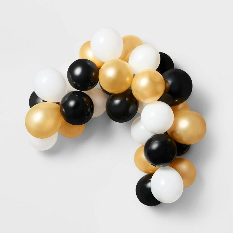 Photo 1 of 3X - 30ct Balloon Garlands Black/Gold/White - Spritz™