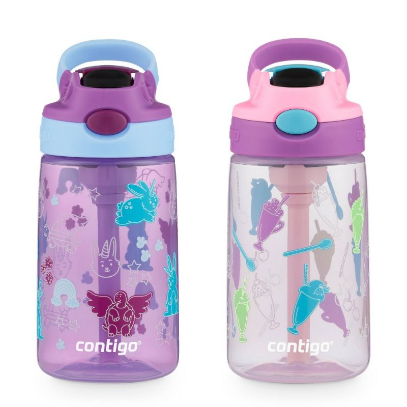 Photo 1 of Contigo 14oz 2pk Plastic Cleanable Kids' Water Bottles Purple/Pink