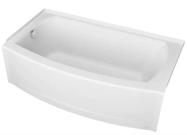 Photo 1 of American Standard Elevate 60×30 Curved Tub - Left Handed Drain - Cosmetic Damage -Apron Of Tub Has 2 Cracks Showing, 1 Small Crack On The Inside of Apron - Does Not Affect Function 
