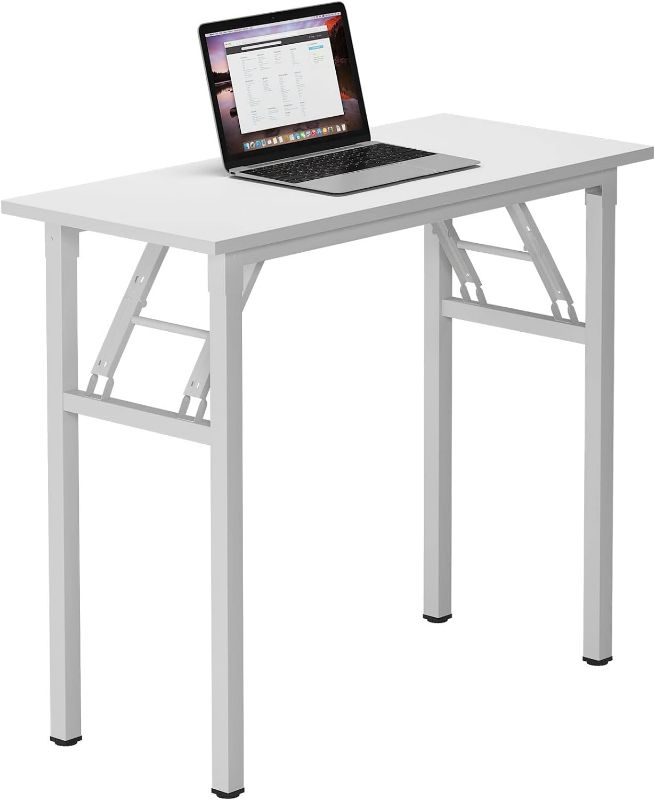 Photo 1 of Color White - Need Small Desk 31 1/2" No Assembly Foldable Writing Table, Sturdy and Heavy Duty Folding Computer Desks for Small Space/Home Office/Dormitory AC5DW(80 * 40)