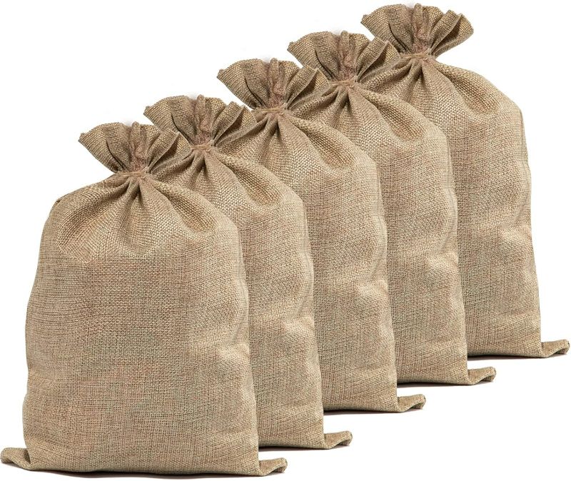 Photo 1 of 5PCS Large Burlap Bags- 20x30 Inch Natural Jute Burlap Sacks, Reusable Plant Grow Bags Root Vegetable Holders, Strong Potato Sacks for Gardening Planting Food Storage