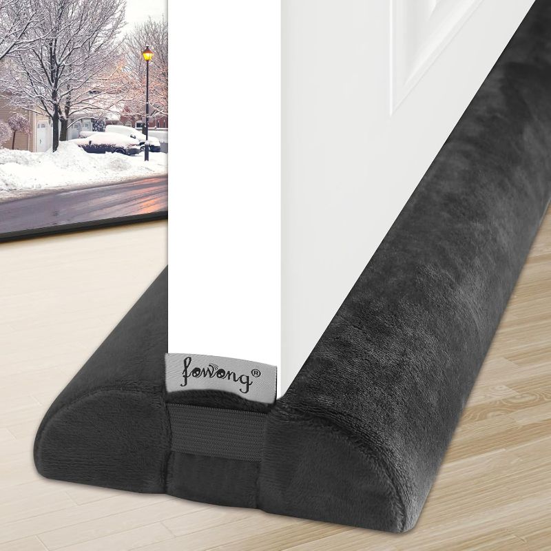 Photo 1 of fowong Under Door Draft Stopper 30" to 36" Adjustable Door Noise Stopper for Bottom of Door, Triangle Door Soundproofing Draft Guard Double Side Sweep Seal Gap up to 1.7", easy to install Black