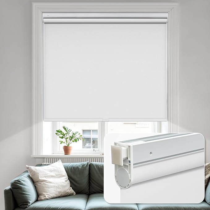 Photo 1 of Size 33 W X 64 H - Motorized 100% Blackout Blinds, Waterproof  Shade Home Office, Customized Size, Stone White