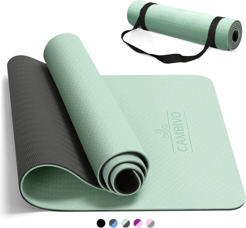 Photo 1 of (Does not come with carry strap) CAMBIVO Yoga Mat for Women Men Kids, 1/3 & 1/4 & 2/5 Inch Extra Thick Yoga Mat Non Slip, 72" x 24" TPE Yoga Mats, Workout Mat with Carrying Strap for Yoga, Pilates and Floor Exercises