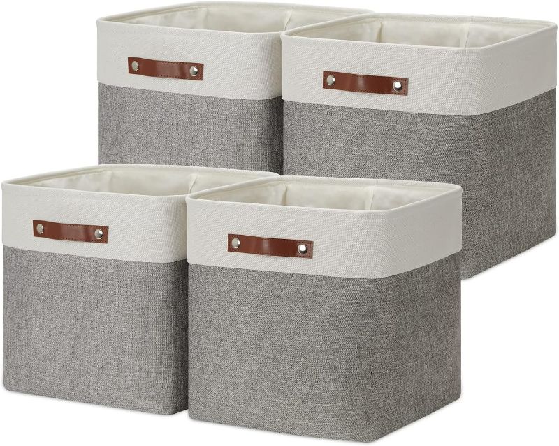 Photo 1 of DULLEMELO 13 inch Fabric Storage Cubes 4 Pack Foldable Baskets/Bins for Home Office Organizer Closet, Shelves, Toy, Nursery