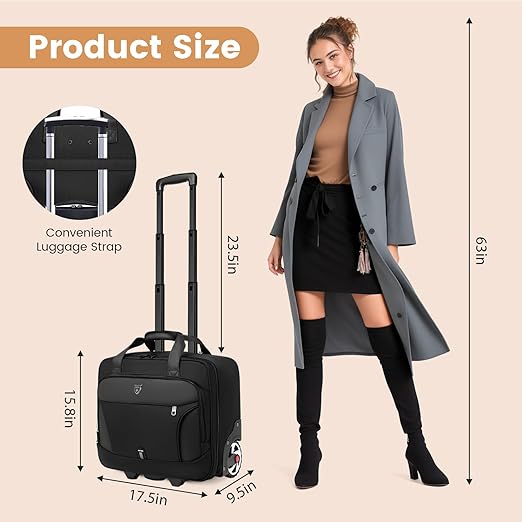 Photo 3 of Rolling Laptop Bag, Rolling Briefcase for Men & Women, Laptop Briefcase on Wheels, Carry On Bag for Business Travel