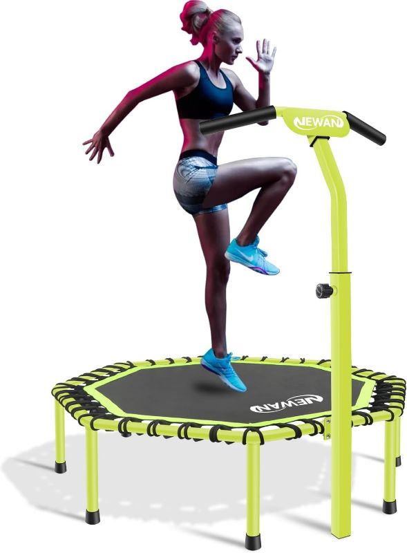 Photo 1 of 48" Fitness Trampoline with Adjustable Handle Bar, Silent Trampoline Bungee Rebounder Jumping Cardio Trainer Workout for Adults - Max Limit 330 lbs