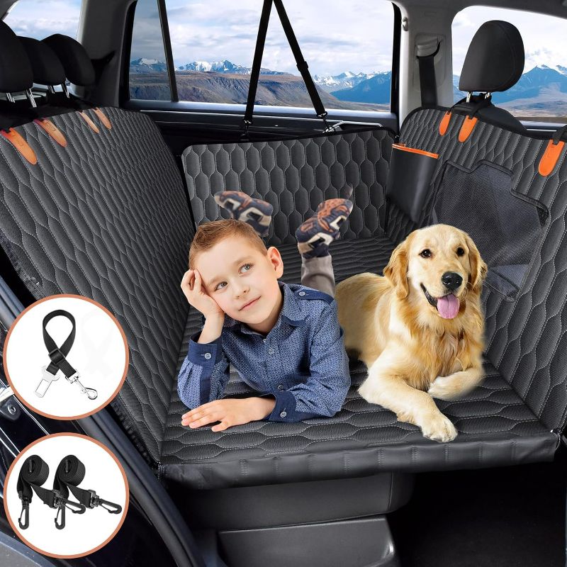 Photo 1 of Back Seat Extender for Dogs-Supports 330lb,Waterproof Dog Car Seat Cover Hard Bottom-Detachable,600D Heavy Duty Scratch Proof Nonslip Soft, Dog Hammock for Car, SUVs