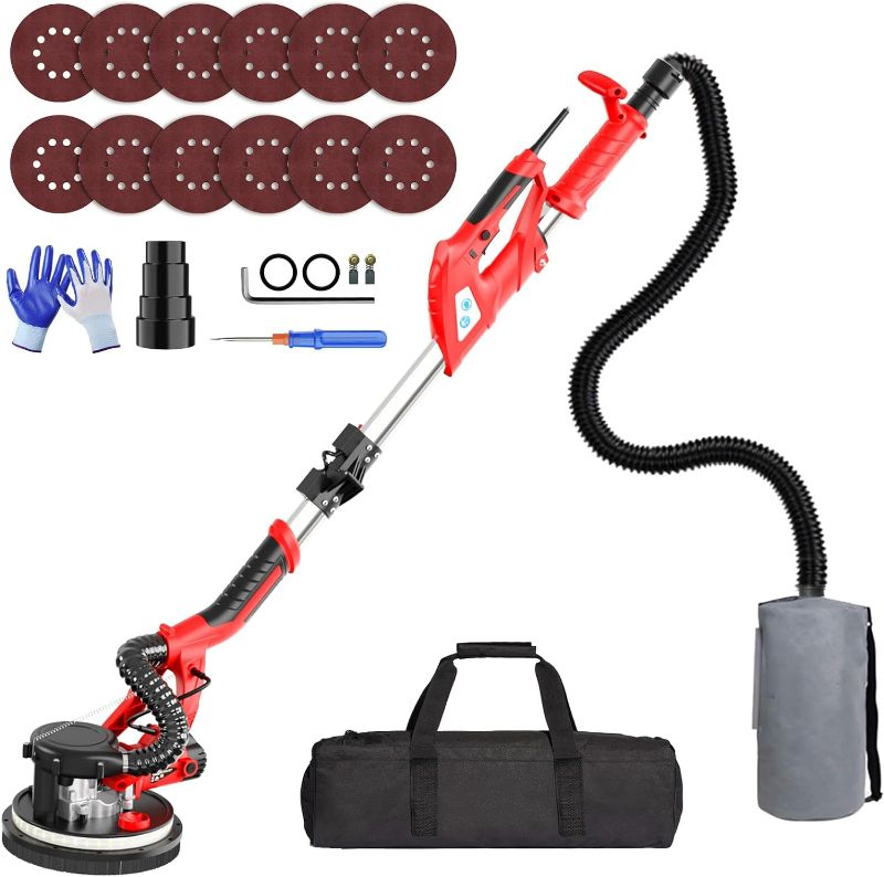 Photo 1 of Electric Drywall Sander with Vacuum Dust Collector, IMQUALI 750W Sander Tool with Extendable Handle, Popcorn Ceiling Removal Tool with 7 Variable Speed 800-1750RPM, LED Light,12pcs Sanding Discs, I01R