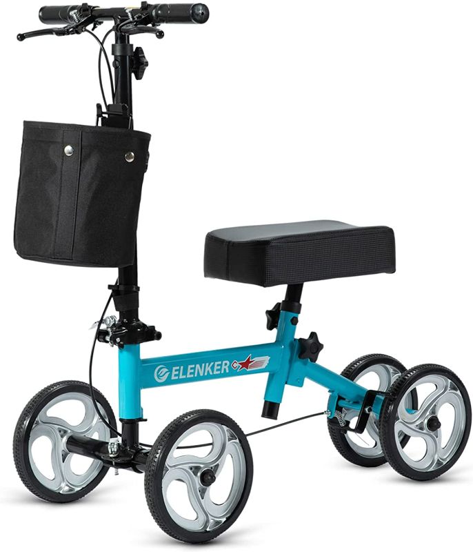 Photo 1 of ELENKER Knee Scooter with Basket Dual Braking System for Ankle and Foot Injured (Blue)